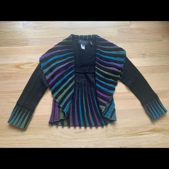 angel by gabri ozel cardigan multicolor rainbow open front merino wool Small S - Picture 2 of 9